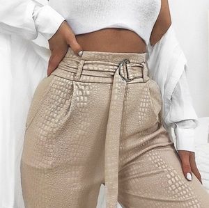 Croc belted trousers